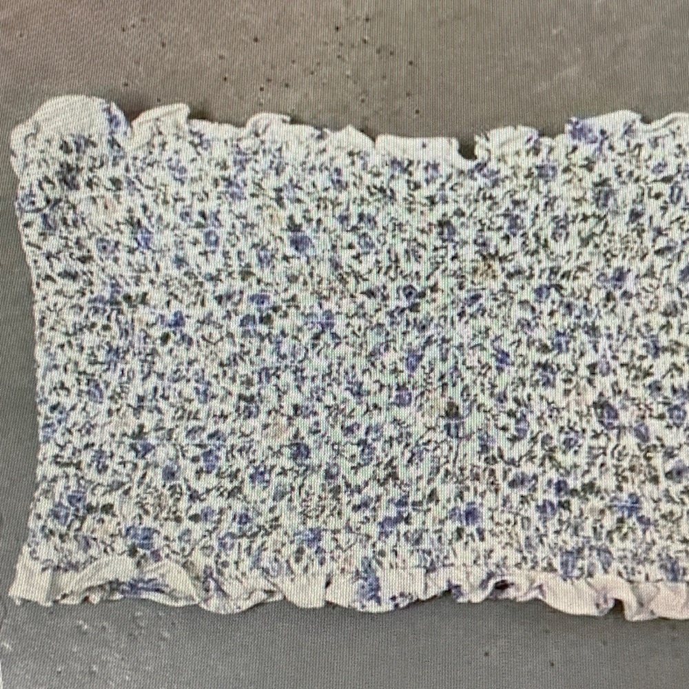 Reformation White Floral Smocked Top with Lavender and Green Accents - Picture 5 of 5